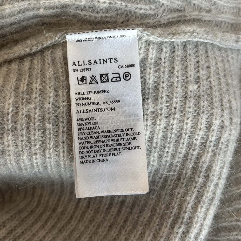 AllSaints Able Zip Sweater Jumper - Picture 5 of 9